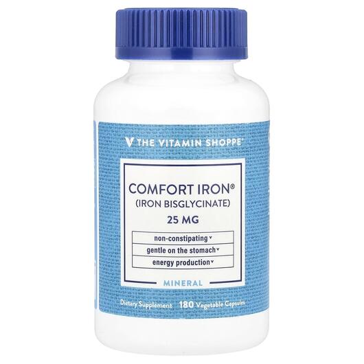 Основное фото товара TheVitaminShoppe, Железо, Comfort Iron 25 mg, 180 капсул