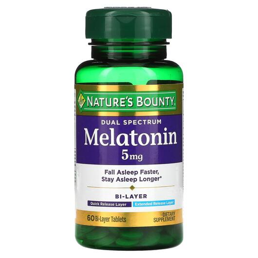 Основное фото товара Мелатонин 5 мг, Dual Spectrum Melatonin 5 mg, 60 таблеток