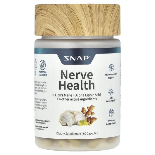 Основное фото товара Snap Supplements, Поддержка мозга, Nerve Health, 60 капсул