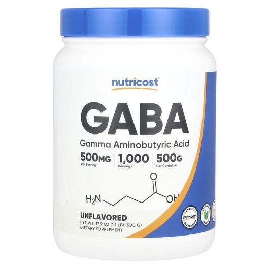 Основное фото товара Nutricost, ГАМК, GABA Unflavored, 500 г