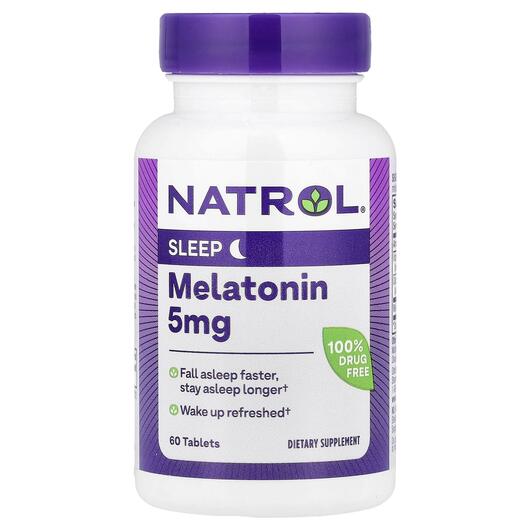 Основное фото товара Natrol, Мелатонин, Melatonin Extra Strength 5 mg, 60 таблеток