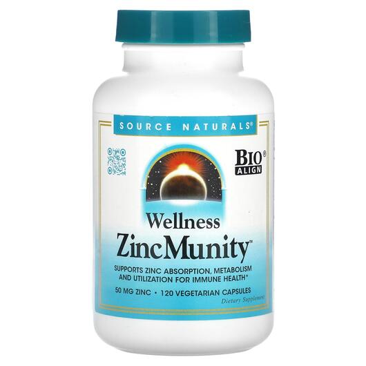 Основное фото товара Source Naturals, Цинк, Wellness ZincMunity 50 mg, 120 капсул