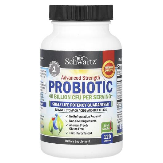 Основное фото товара Advanced Strength Probiotic 40 Billion CFU, Пробиотики, 120 капсу