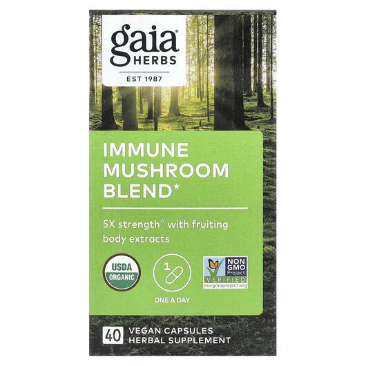 Основное фото товара Gaia Herbs, Грибы Шиитаке, Immune Mushroom Blend, 40 капсул