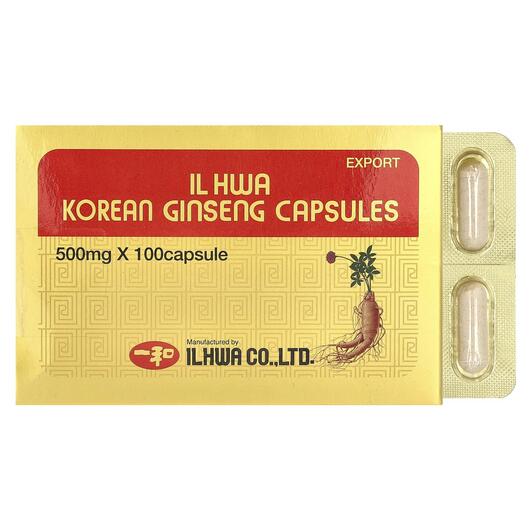 Основное фото товара Ilhwa, Корейський женьшень, Korean Ginseng 500 mg 100, 100 капсул