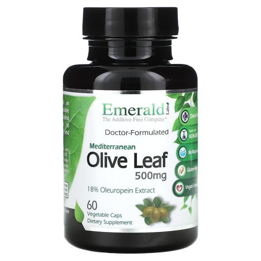 Основное фото товара Emerald, Листья оливы, Mediterranean Olive Leaf 500 mg, 60 капсул