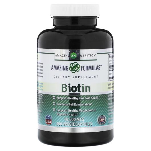 Основне фото товара Biotin 10000 mcg, Вітамін B7 Біотин, 400 капсул