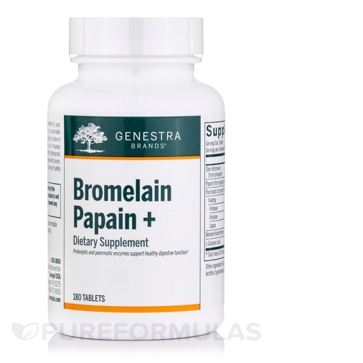 Основное фото товара Genestra, Бромелайн, Bromelain Papain+, 180 таблеток