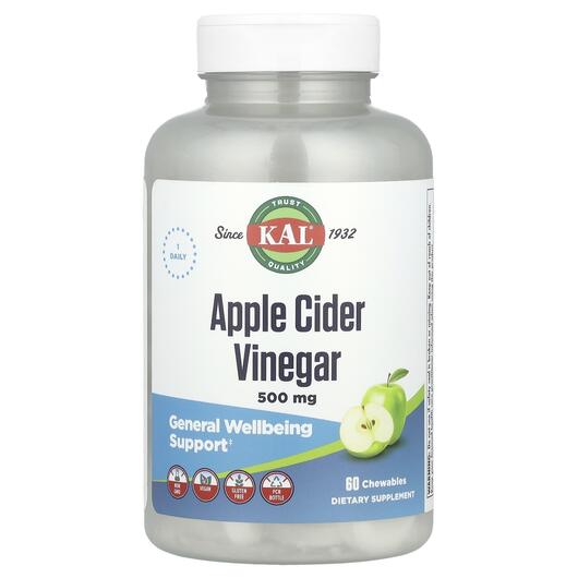 Основное фото товара KAL, Яблочный уксус, Apple Cider Vinegar 500 mg, 60 конфет