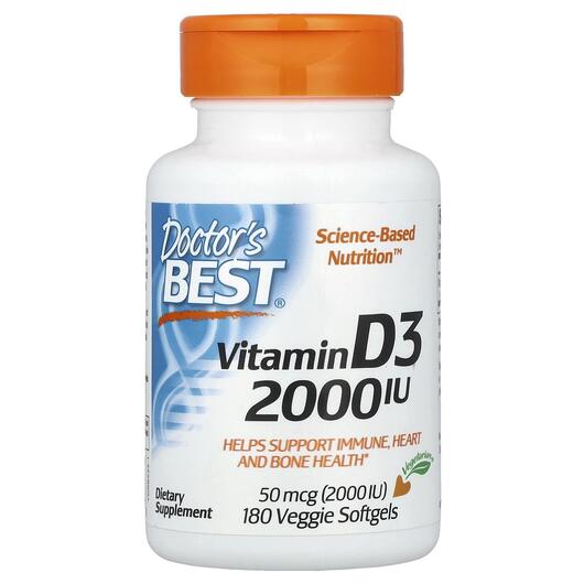 Основное фото товара Doctor's Best, Витамин D3, Vitamin D3 50 mcg 2000 IU, 180 ка