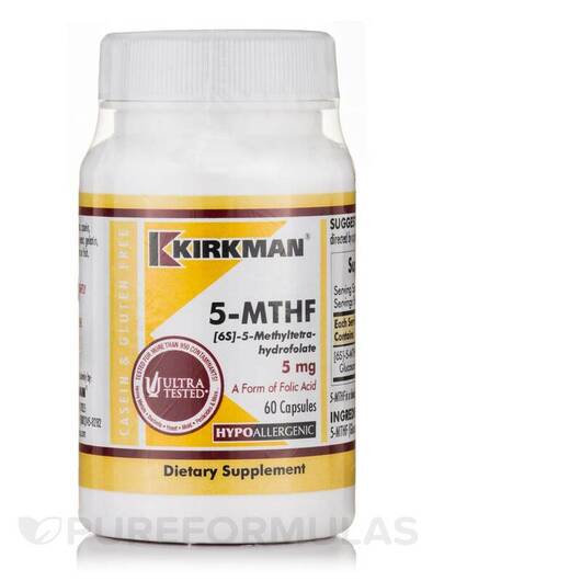 Основное фото товара Метилфолат, 5-MTHF [6S]-5-Methyltetrahydrofolate 5 mg, 60 капсул