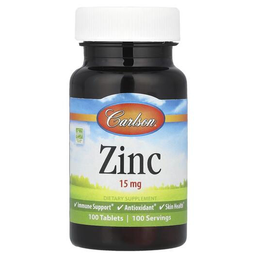 Основное фото товара Carlson, Цинк 15 мг, Zinc 15 mg, 100 таблеток