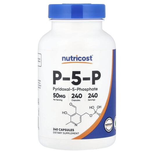 Основное фото товара Nutricost, Пиридоксал-5-фосфат, P-5-P 50 mg, 240 капсул