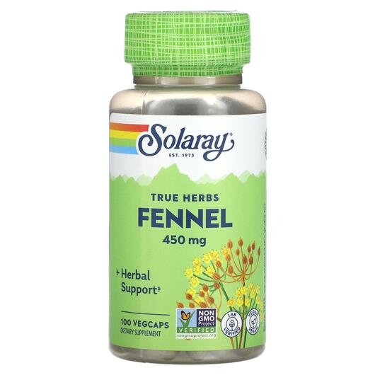 Основное фото товара Solaray, Фенхель, True Herbs Fennel 450 mg, 100 капсул