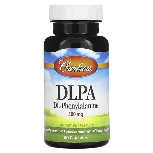 Основне фото товара Carlson, DLPA DL-Phenylalanine 500 mg, L-Фенилаланін, 60 капсул