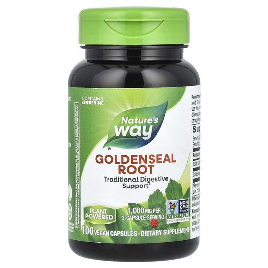 Основное фото товара Желтокорень 570 мг Корень, Goldenseal Root 570 mg, 100 капсул