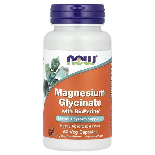Основное фото товара NOW, Магний, Magnesium Glycinate With BioPerine, 60 капсул