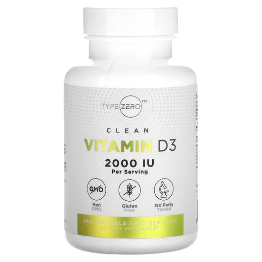 Основное фото товара TypeZero, Витамин D3, Clean Vitamin D3 2000 IU, 240 капсул