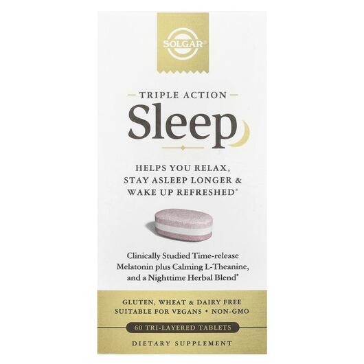 Основное фото товара Solgar, Поддержка сна, Sleep Triple Action, 60 таблеток