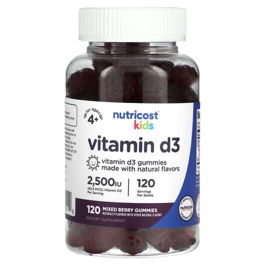 Основное фото товара Nutricost, Витамин D3, Kids Vitamin D3 2500 IU, 120 таблеток