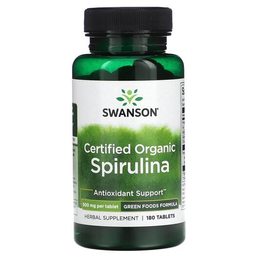 Основное фото товара Спирулина, Certified Organic Spirulina 500 mg, 180 таблеток