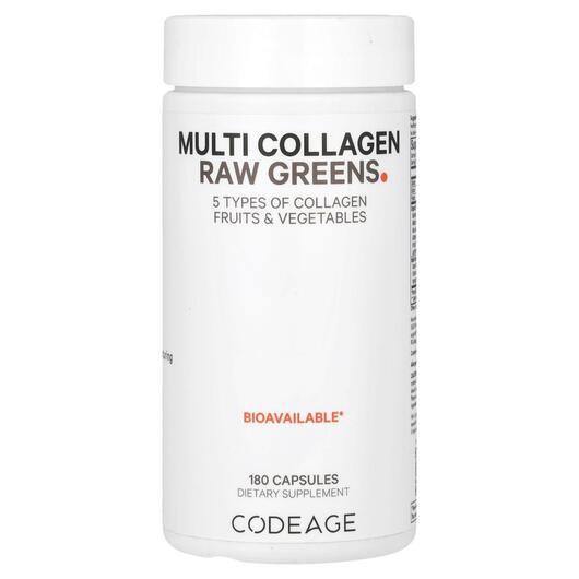 Основное фото товара CodeAge, Коллаген, Nature Multi Collagen Raw Greens, 180 капсул