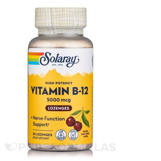 Основне фото товара Vitamin B-12 5000 mcg, Вітамін B12 Кобаламін, 30 Sublingual Lozen