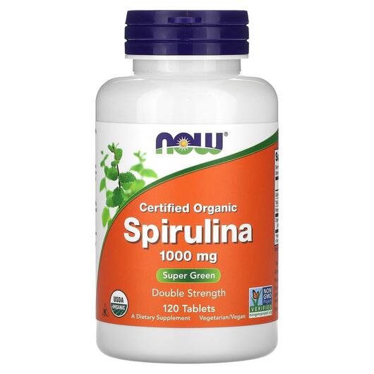 Основное фото товара NOW, Спирулина 1000 мг, Certified Organic Spirulina, 120 таблеток