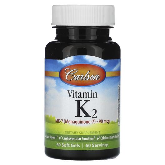 Основное фото товара Carlson, Витамин K2, Vitamin K2 90 mcg, 60 капсул