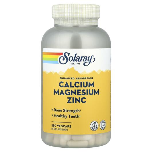 Основное фото товара Solaray, Кальций Магний Цинк, Calcium Magnesium Zinc, 250 капсул