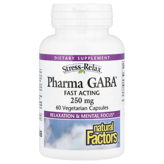 Основное фото товара Natural Factors, ГАМК, Stress-Relax Pharma GABA 250 mg, 60 капсул