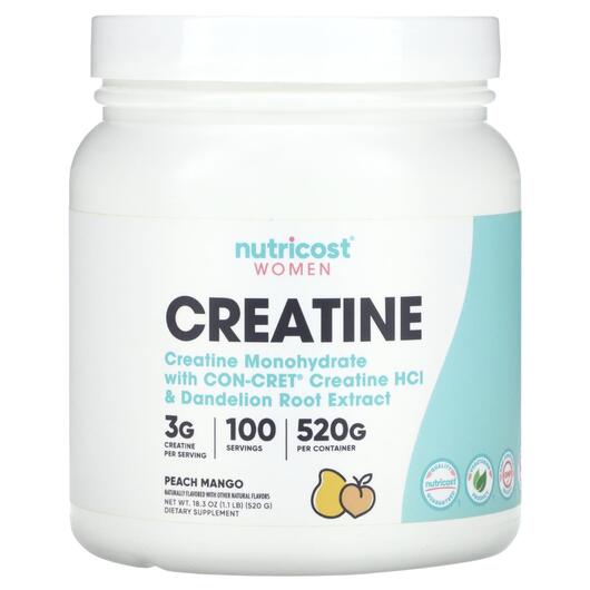 Основное фото товара Nutricost, ПЭА, Women Creatine Peach Mango, 520 г