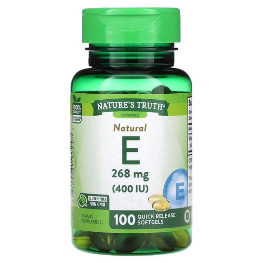 Основное фото товара Витамин E Токоферолы, Natural E 268 mg 400 IU, 100 капсул