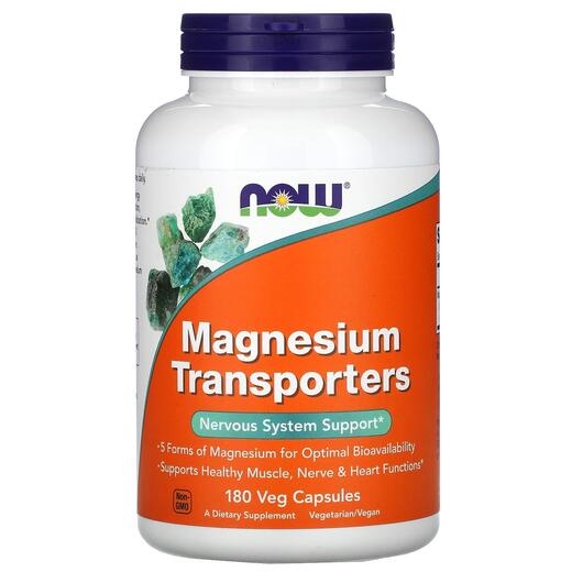 Основное фото товара NOW, Магний, Magnesium Transporters, 180 капсул