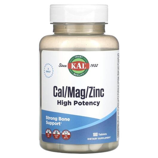 Основное фото товара KAL, Цинк, Cal/Mag/Zinc High Potency, 100 таблеток