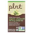 Фото товара Plnt, Витамин D3, Organic Vitamin D3 mcg 2000 IU, 60 капсул