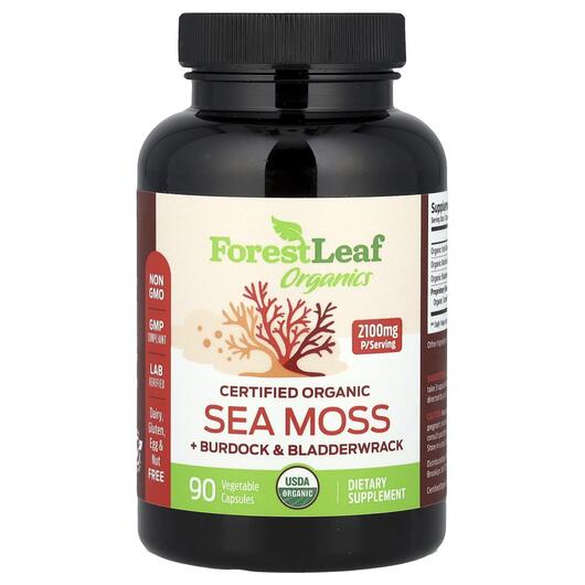 Основное фото товара Certified Organic Sea Moss + Burdock, Ирландский морской мох, 90 