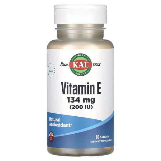 Основне фото товара KAL, Vitamin E 134 mg 200 IU, Вітамін E Токофероли, 90 SoftGels