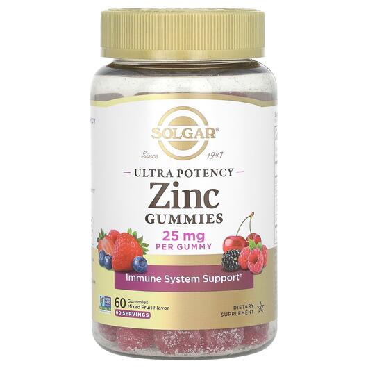 Основное фото товара Цинк, Ultra Potency Zinc Gummies Mixed Fruit 25 mg, 60 таблеток