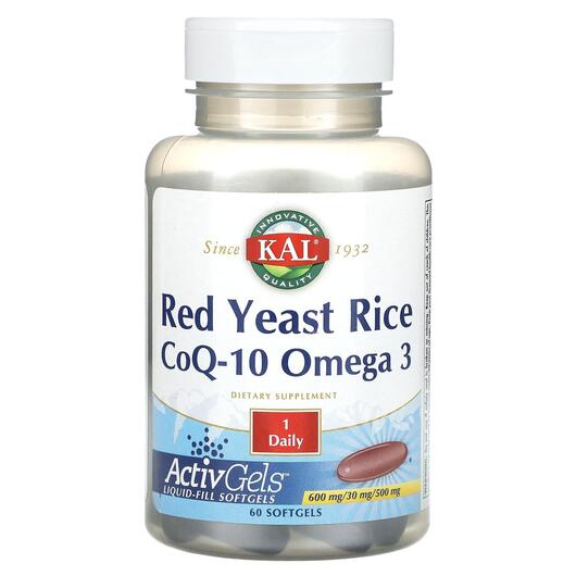 Основное фото товара Красный дрожжевой рис, Red Yeast Rice CoQ-10 Omega 3, 60 капсул