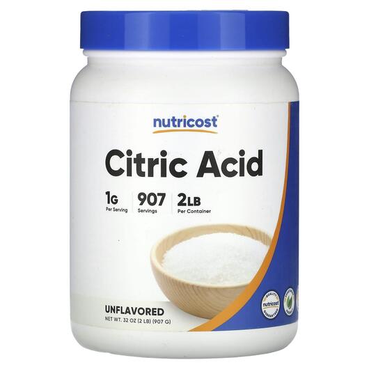 Основное фото товара Nutricost, Лимонная кислота, Citric Acid Unflavored, 907 г