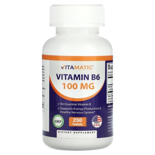 Основное фото товара Vitamatic, Витамин B6 Пиридоксин, Vitamin B6 100 mg, 250 таблеток
