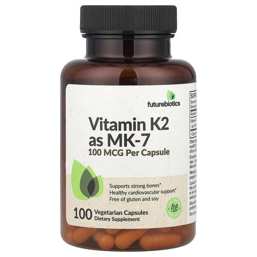 Основное фото товара Future Biotics, Витамин K2 MK-7, Vitamin K2 as MK-7, 100 капсул