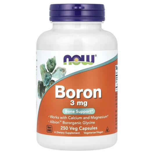 Основное фото товара NOW, Бор 3 мг, Boron 3 mg, 250 капсул
