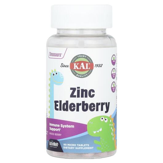 Основне фото товара KAL, Zinc Elderberry Sumbucus, Цинк і Бузина, 90 таблеток
