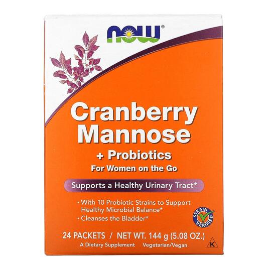 Основное фото товара NOW, Клюква, Cranberry Mannose + Probiotics, 6 г