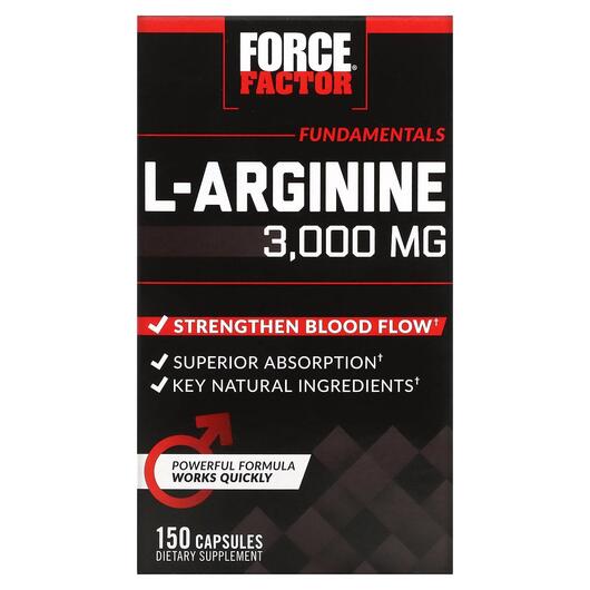 Основное фото товара Force Factor, L-Аргинин, L-Arginine 600 mg, 150 капсул