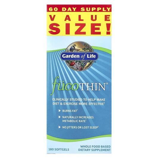 Основне фото товара FucoThin Non Stimulant Natural Fat Burner, Жироспалювачі, 180 кап