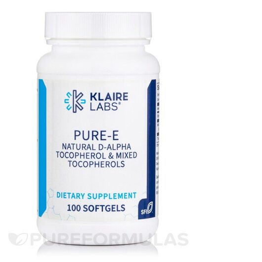 Основное фото товара Klaire Labs, Витамин E Токоферолы, Pure-E 400 IU, 100 капсул