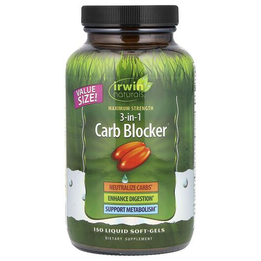 Основное фото товара Контроль веса, 3-in-1 Carb Blocker Maximum Strength, 150 капсул